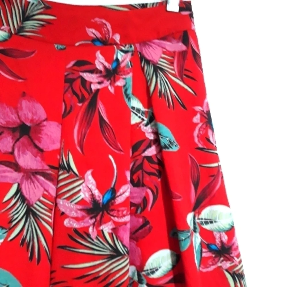 Pants Women's Wide Leg Floral Palazzo Zippered Ted  Pants Size 4